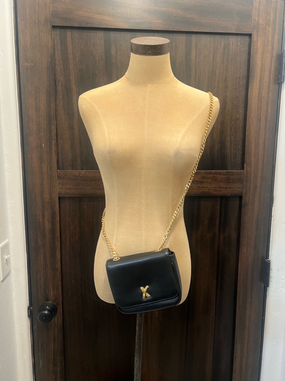 Paloma Picasso Black Leather Crossbody with Gold Chain and 'X' Accent - Picture 2 of 11